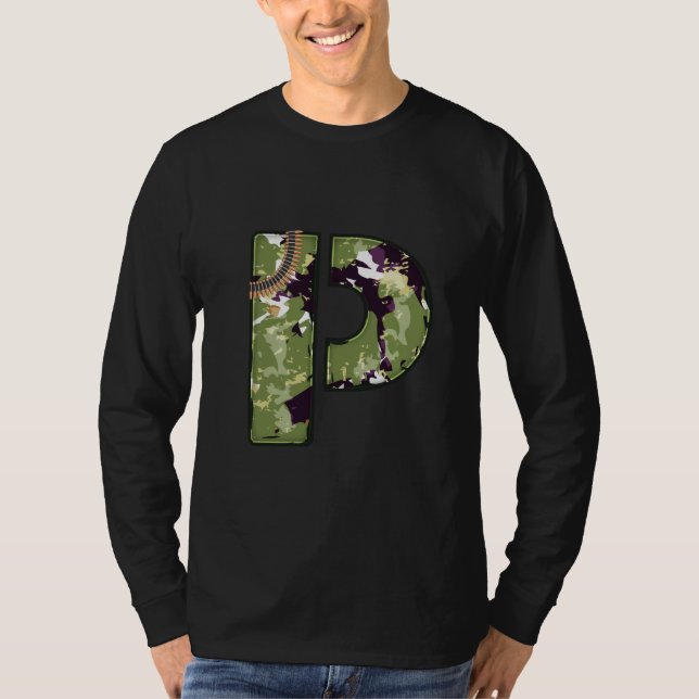 Military Style Letter Of P  T-Shirt (Front)