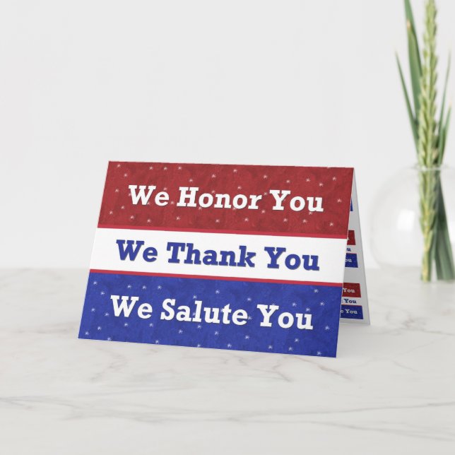 Military - Support Our Troops - We Salute You Thank You Card (Front)
