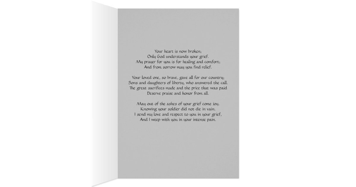 Military Sympathy Card | Zazzle