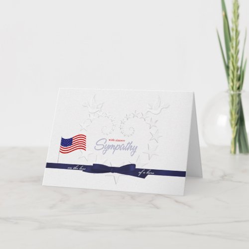 Military Sympathy Loss of a Hero Embossed Look Card