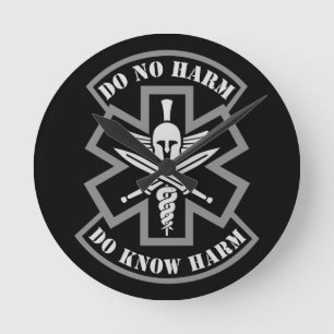 Military Tactical Medic Spartan Style Patch Round Clock