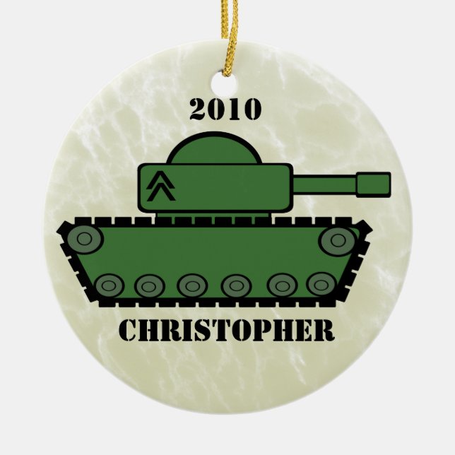 Military Tank Ceramic Ornament (Front)