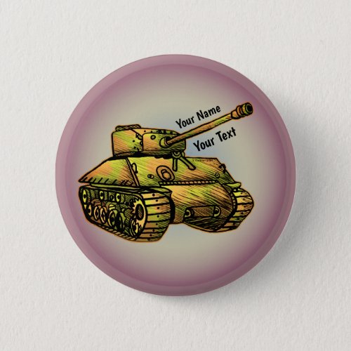 Military Tank custom name pin button