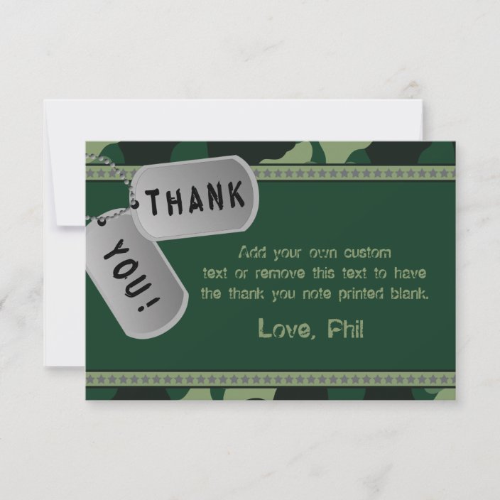 printable thank you military thank you cards army themed