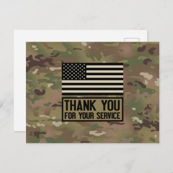 Military - Thank You For Your Service Postcard | Zazzle