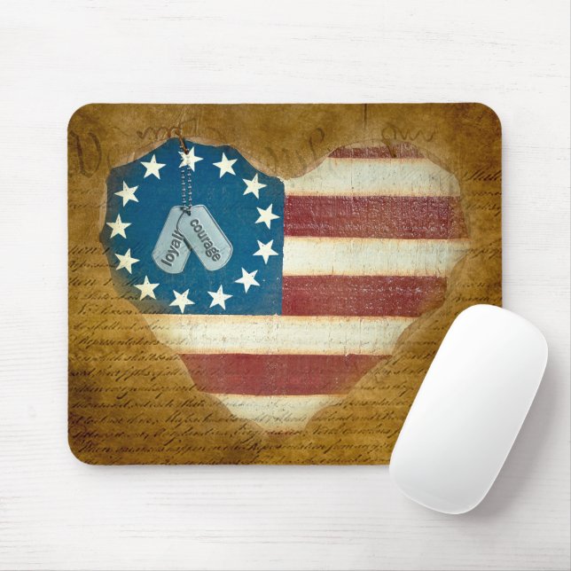 Military Thank You Heart Flag Mouse Pad (With Mouse)