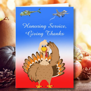 Military Thanksgiving Turkey Saluting Card