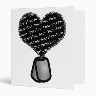 Military Themed Heart Dog Tag Photo Frame Binder