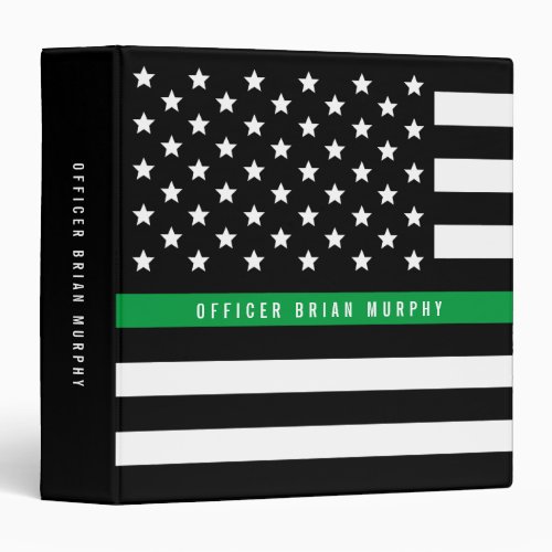 Military Thin Green Line American Flag Add Name 3 Ring Binder