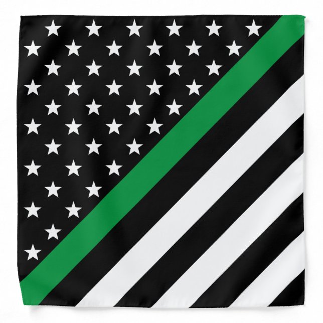 Military Thin Green Line American Flag Bandana (Front)