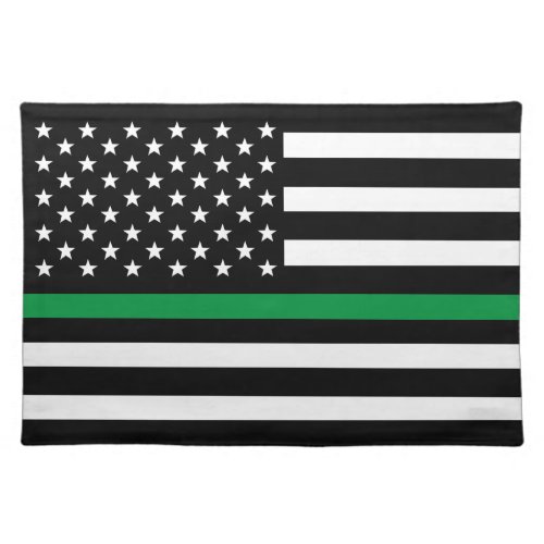 Military Thin Green Line American Flag Cloth Placemat