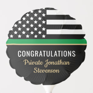 Military Thin Green Line American Flag Congrats Balloon