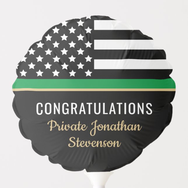 Military Thin Green Line American Flag Congrats Balloon (Front)