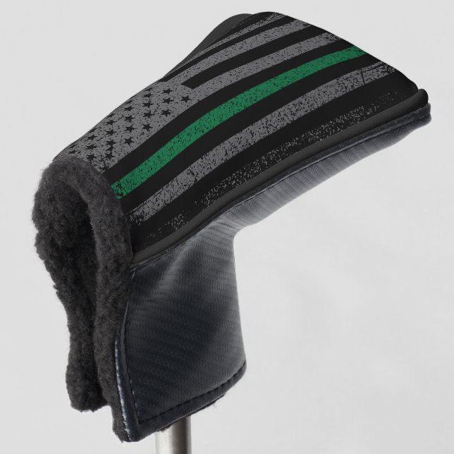 Military Thin Green Line American Flag Golf Head Cover (3/4 Front)