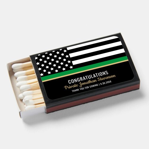 Military Thin Green Line American Flag Graduation Matchboxes