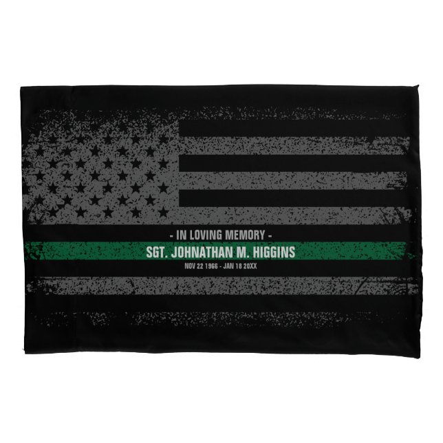 Military Thin Green Line American Flag  Pillow Case (Front)