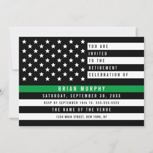 Military Thin Green Line American Flag Retirement