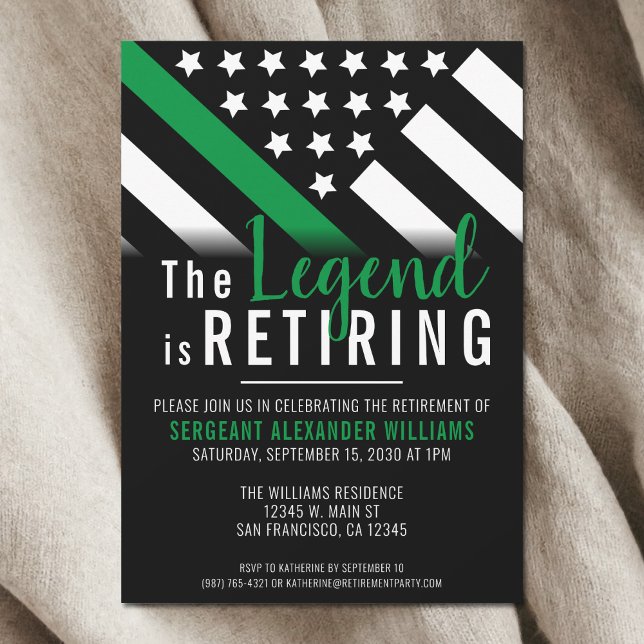 Military Thin Green Line Army Retirement Party Invitation (Military Thin Green Line Army Retirement Party Invitation)