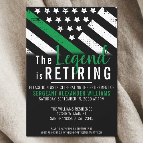 Military Thin Green Line Army Retirement Party Invitation