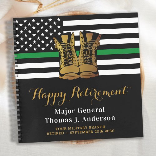 Military Thin Green Line Boots Retirement Guest    Notebook