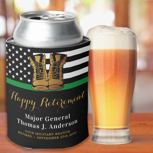 Military Thin Green Line Boots Retirement Party  Can Cooler