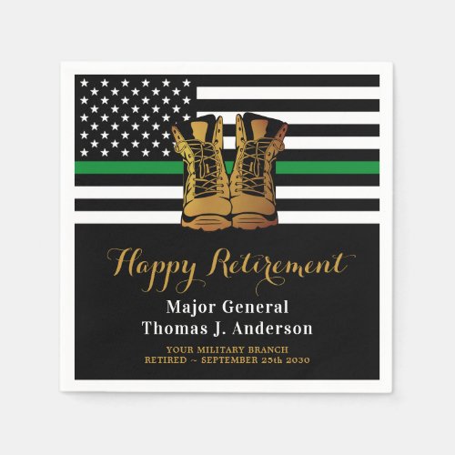 Military Thin Green Line Boots Retirement Party  Napkins
