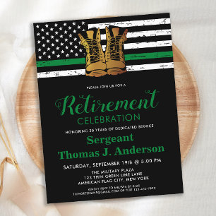 Military Thin Green Line Flag Retirement Party Postcard