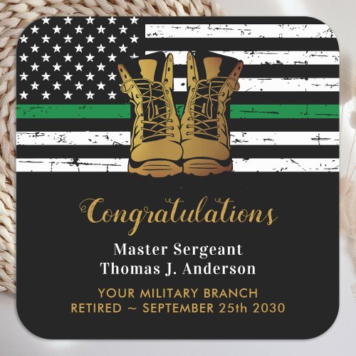 Military Thin Green Line Flag Soldier Retirement 
