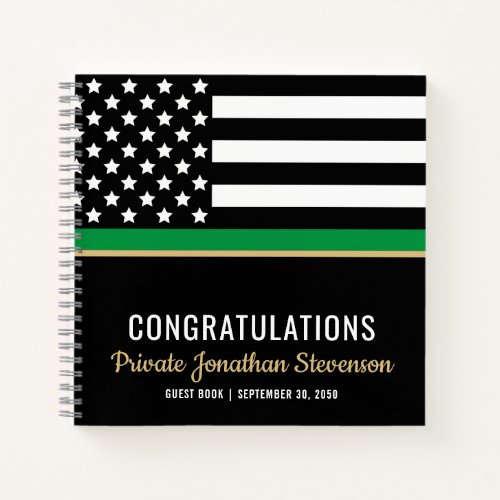 Military Thin Green Line Graduation Guest Book