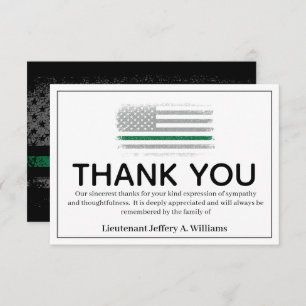 Military Thin Green Line Thank You Bereavement