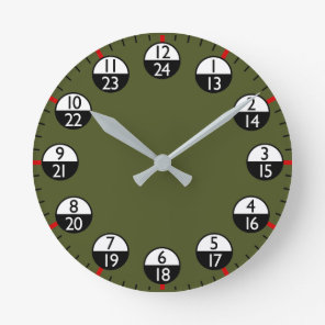 Military Time 24 hour  Round Clock