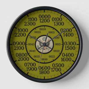 Military Time Drab Green Americana Large Numbers Clock