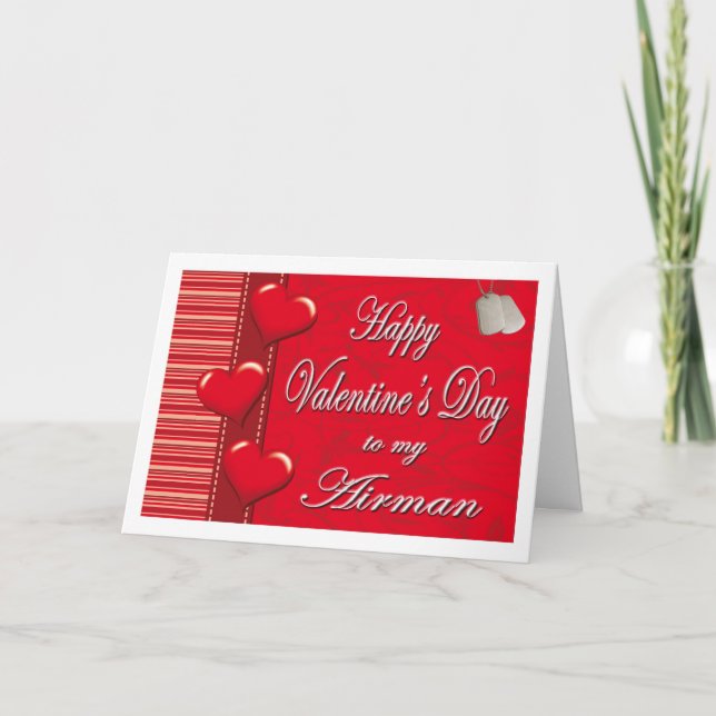 Military To My Airman Hearts Valentine Card (Front)