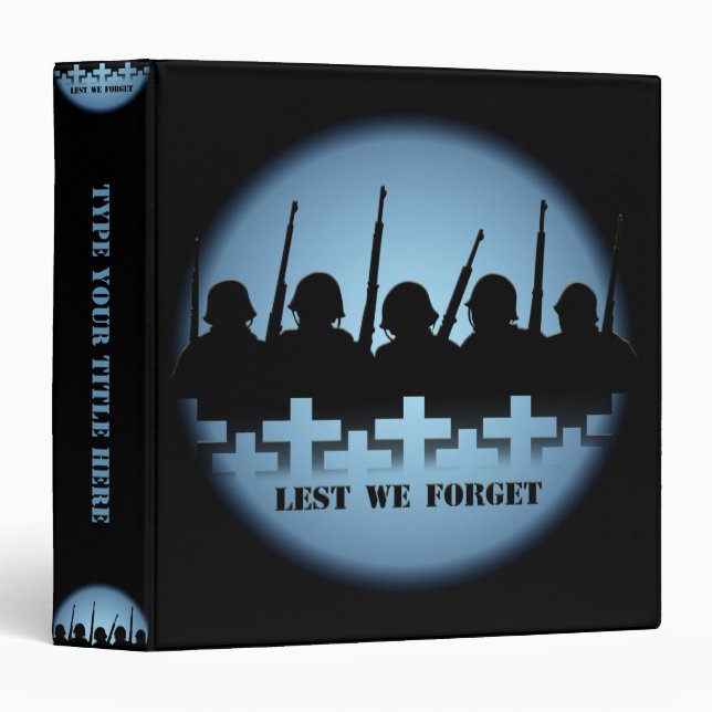 Military Tribute Binder Lest We Forget Books (Front/Spine)