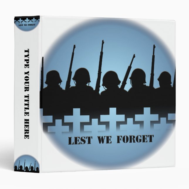Military Tribute Binder Lest We Forget Books (Front/Spine)