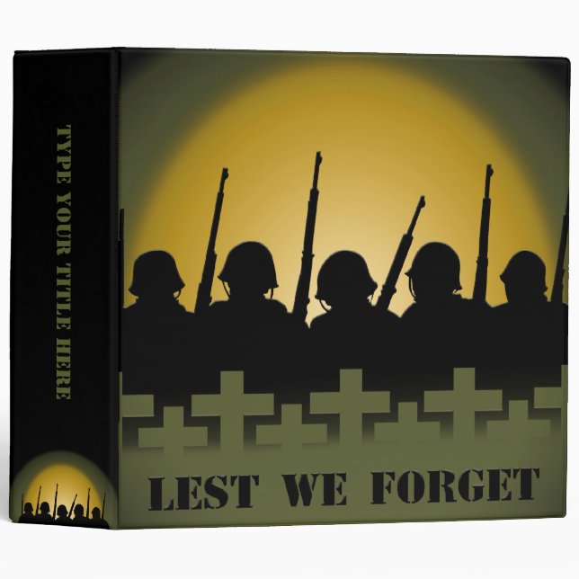 Military Tribute Binder Lest We Forget Books (Front/Spine)