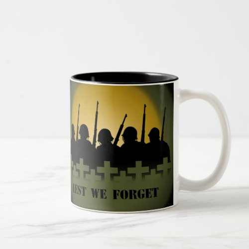 Military Tribute Cup Mug War Peace Lest we Forget