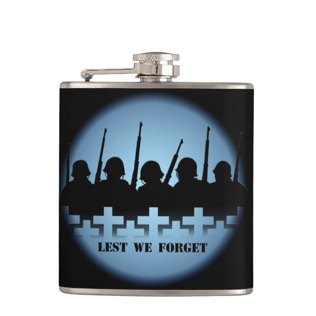 Military Tribute Flask Lest We Forget Drink Flask (Front)