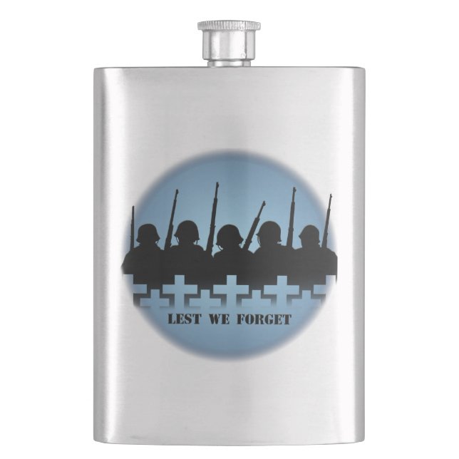 Military Tribute Flask Lest We Forget Drink Flask (Front)