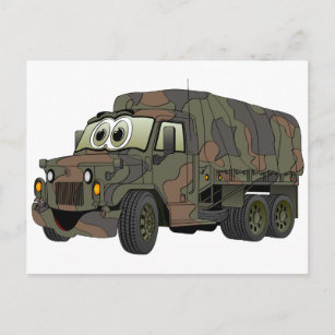 Military Troop Carrier Cartoon Postcard