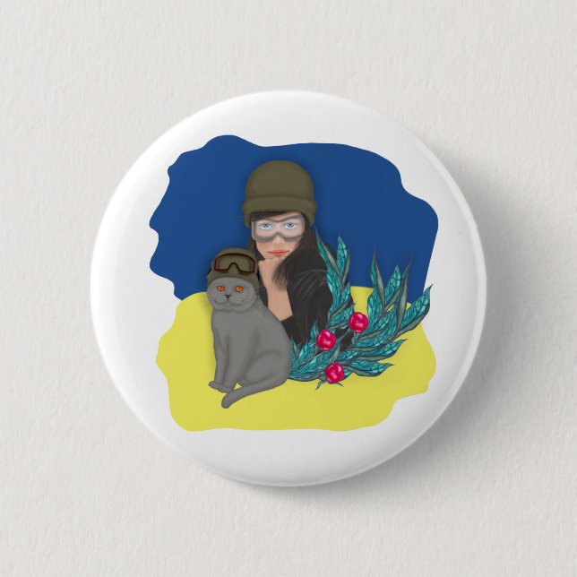 Military Ukrainian Woman Button (Front)