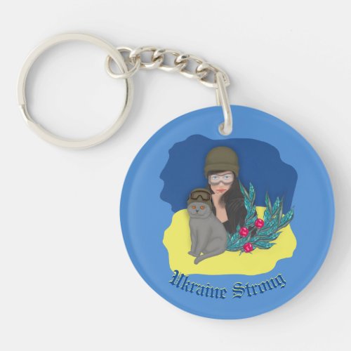 Military Ukrainian Woman  Ukraine Strong Keychain