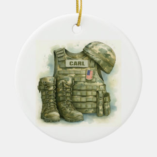 Military Uniform Ornament, Military, Boots & Hat Ceramic Ornament