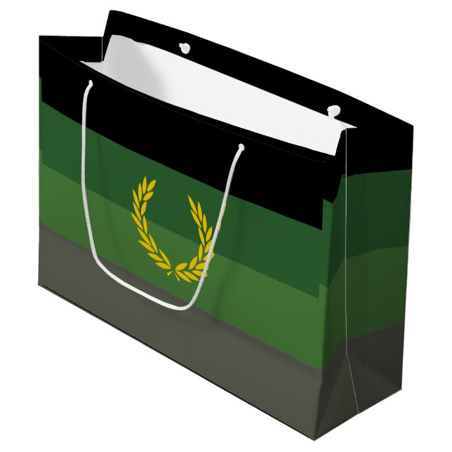 Military Uniform Pride Flag Large Gift Bag (Front Angled)