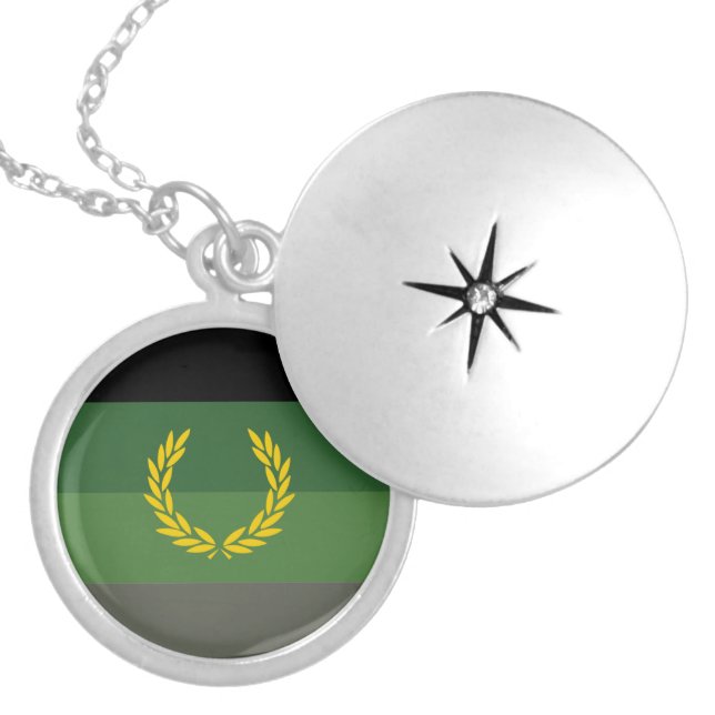 Military Uniform Pride Flag Locket Necklace (Front)