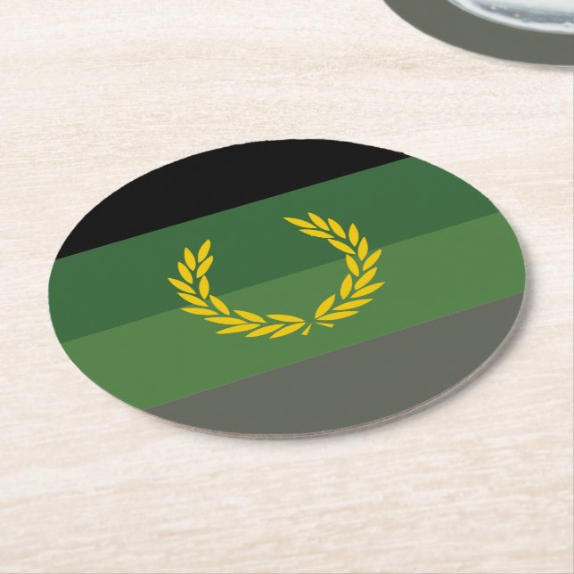 Military Uniform Pride Flag Round Paper Coaster (Angled)
