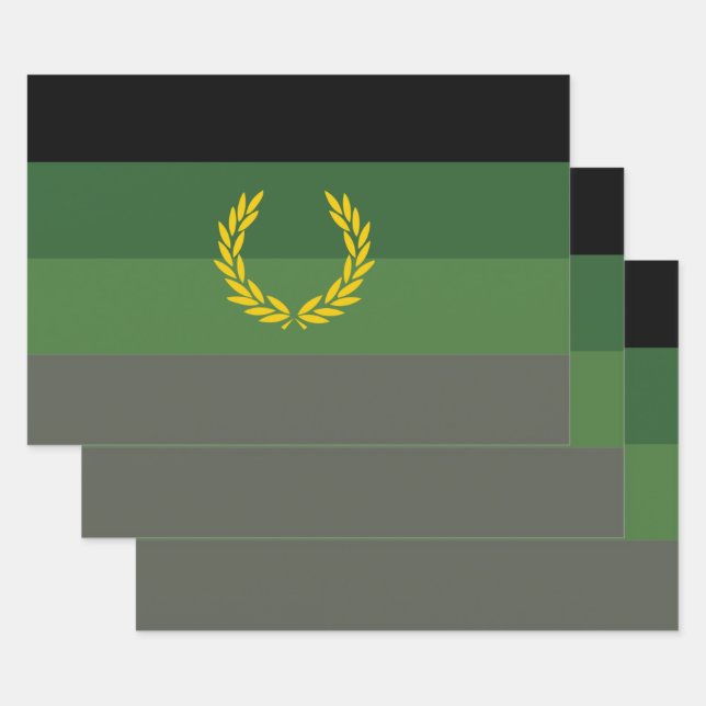 Military Uniform Pride Flag Wrapping Paper Sheets (Set)