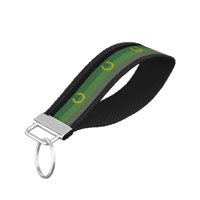 Military Uniform Pride Flag Wrist Keychain (Angled Down)