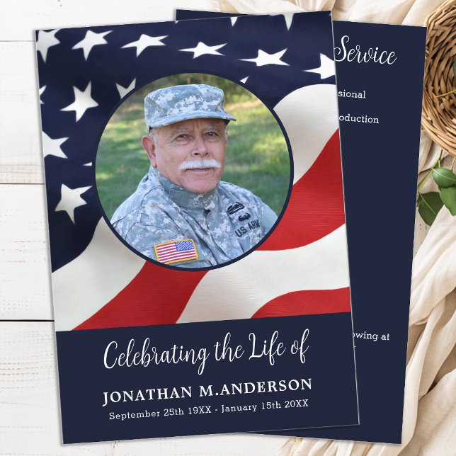 Military - US Flag - Celebration Of Life - Funeral Program (Creator Uploaded)