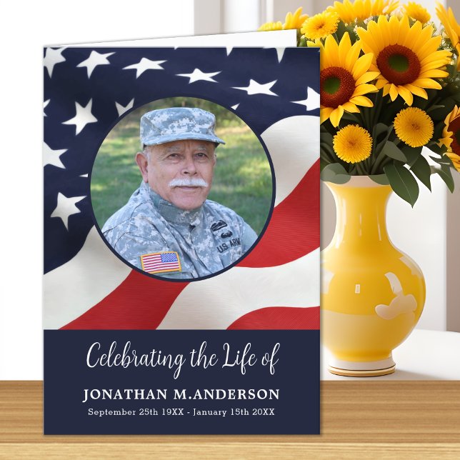 Military - US Flag - Celebration of Life - Funeral Program (Creator Uploaded)